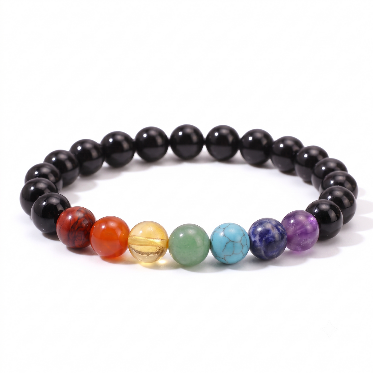 Black Obsidian 7 Chakra Healing Bracelet